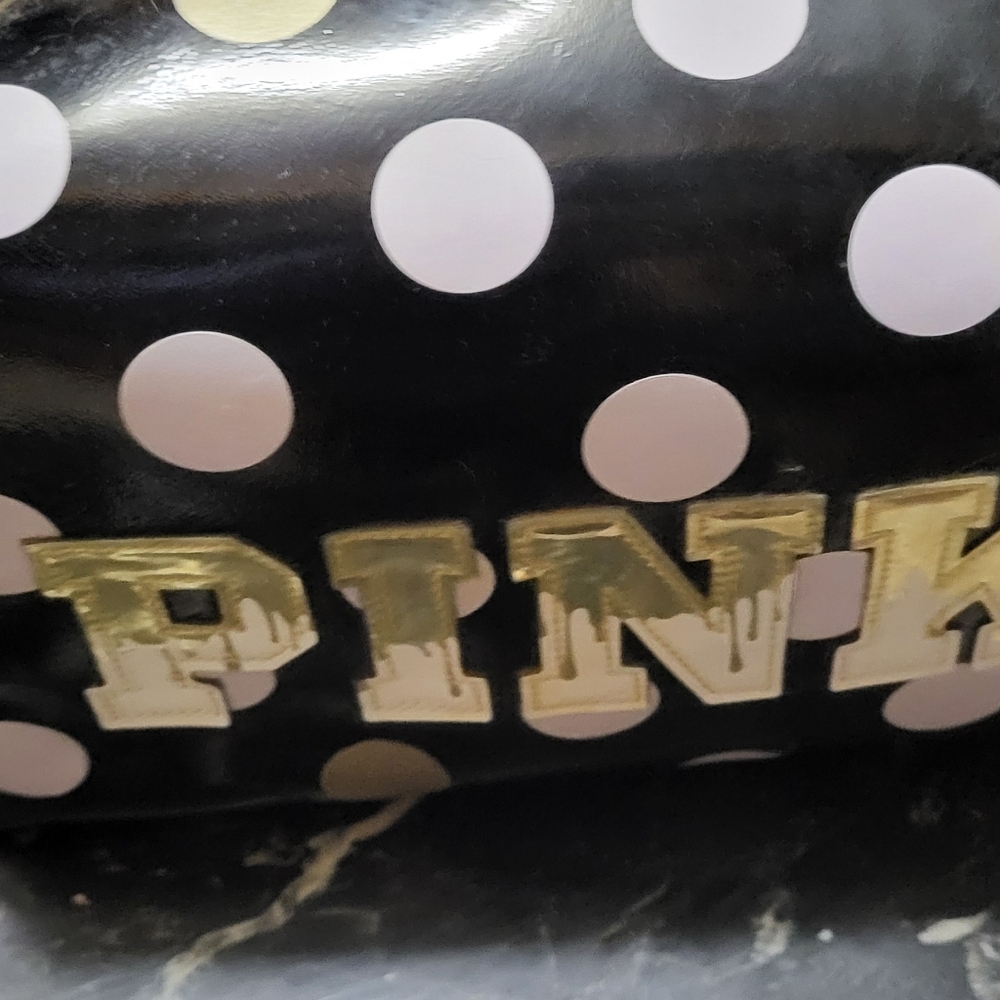 PINK Victoria's Secret Black and White Polka Dot Cosmetic Bag